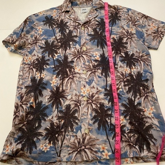 Zara palm tree button down tshirt size medium - Picture 5 of 6